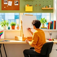 27X43X68 cm Foldable Table Easel Made of Solid Pine Wood, Lightweight and Portable Design, Quick Setup and Tear down - Ideal for Painting Classes and Creative Work on the Go 1