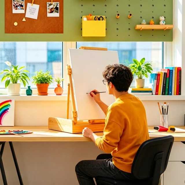 27X43X68 cm Foldable Table Easel Made of Solid Pine Wood, Lightweight and Portable Design, Quick Setup and Tear down - Ideal for Painting Classes and Creative Work on the Go 1