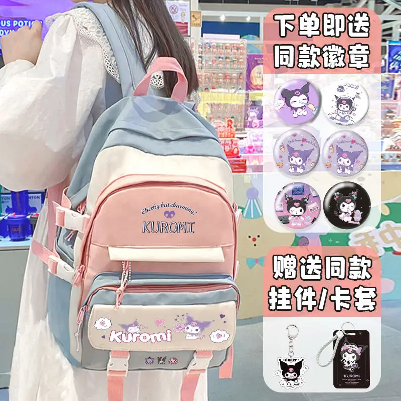 

Sanrio Backpack Mochilas Aestethic Kuromi Cartoon Hobby Quality Package Junior High School College Campus Student Schoolbag