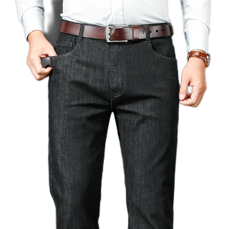 

Джинсы для мужчин Regular джинсовые, прямые, эластичные, размера плюс 42, повседневные, весенние