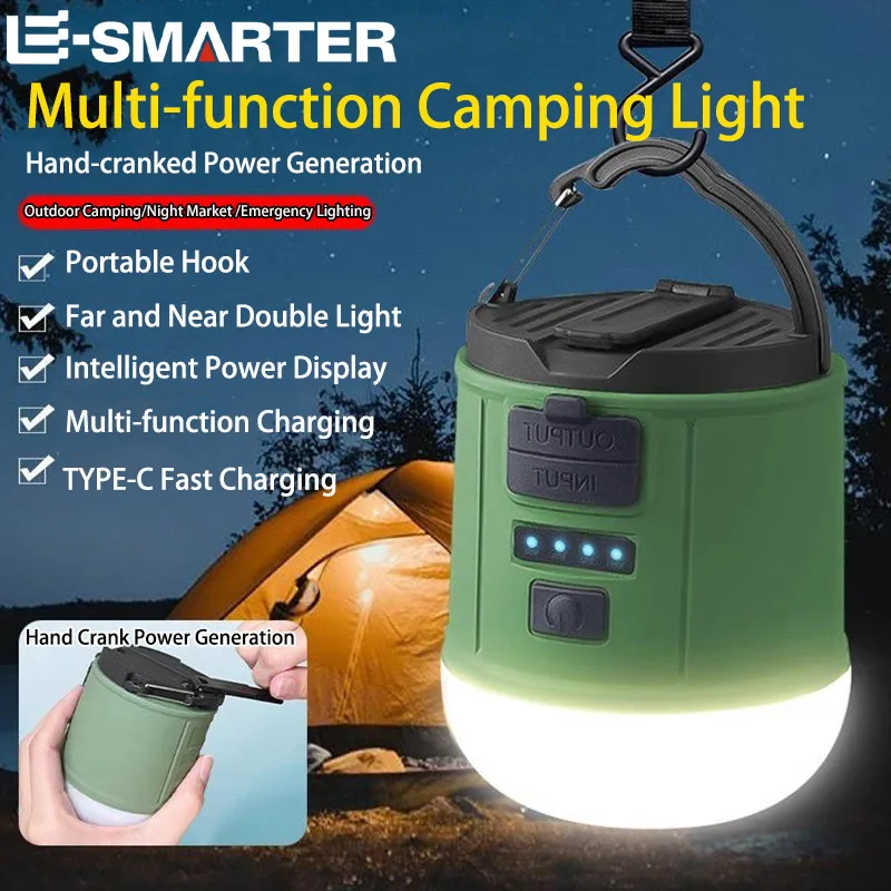 High Power Camping Lantern Tents Lamp USB Rechargeable Portable Camping Lights Outdoor Hiking Night Hanging Lamp