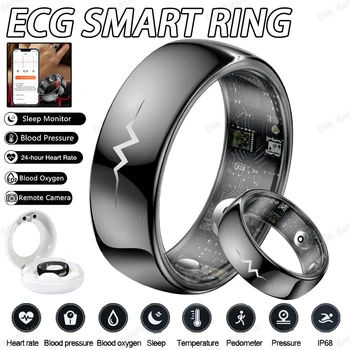 Nuovo anello intelligente ECG Frequenza cardiaca Pressione sanguigna Ossigeno Temperatura corporea Monitoraggio del sonno Anelli Fitness sportivo impermeabile smartring