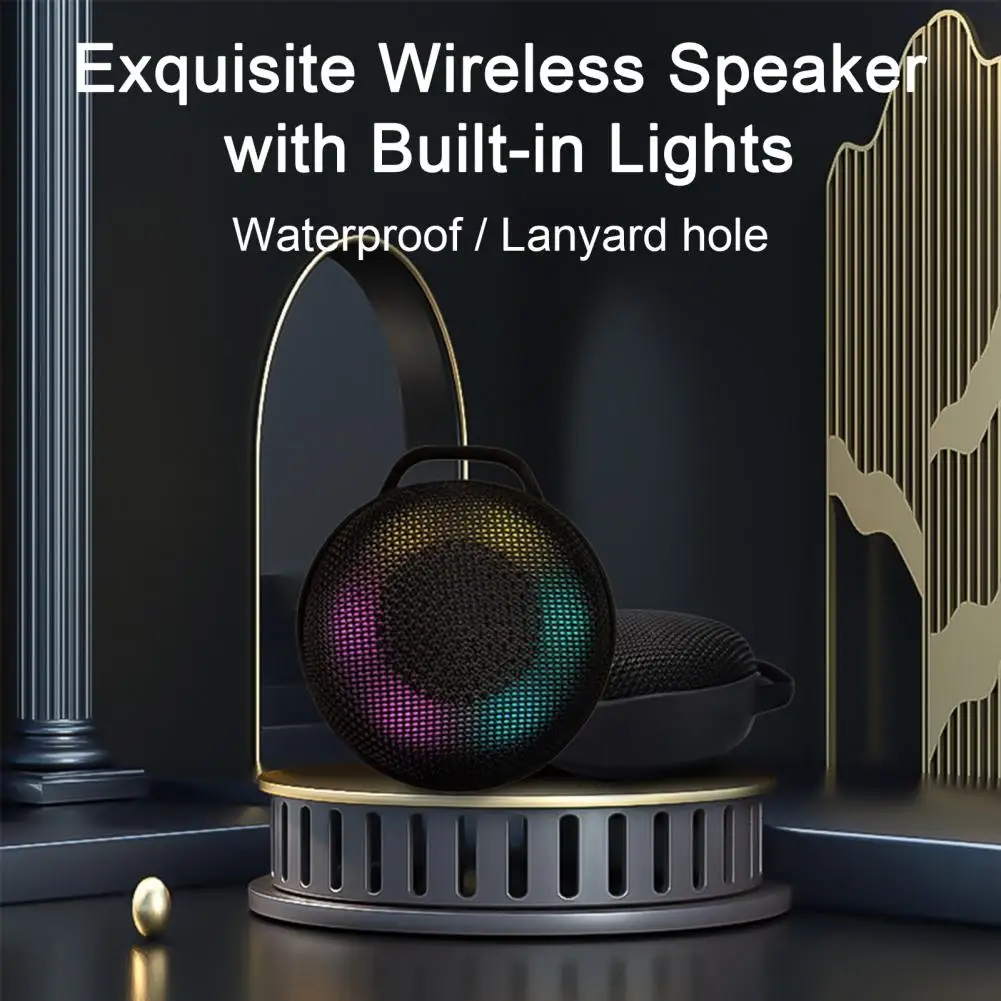 

Портативный беспроводной динамик, совместимый с Bluetooth 5,0, цветное освещение с кнопкой подвесного отверстия, светящийся уличный динамик