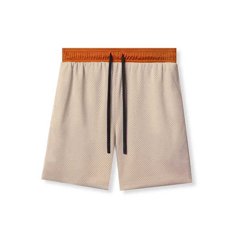 New solid color matching men's shorts Basketball workout pants Jogger quick dry mesh quarter pants