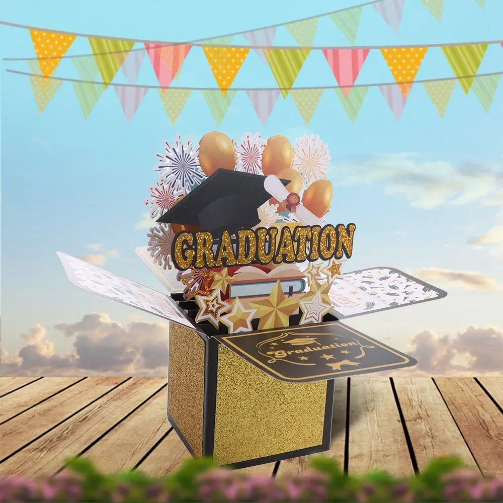 Paper 3D Pop Up Graduation Greeting Card Handmade Wishing Congrats Grad Card Unique Funny Graduation Gift Party Decoration