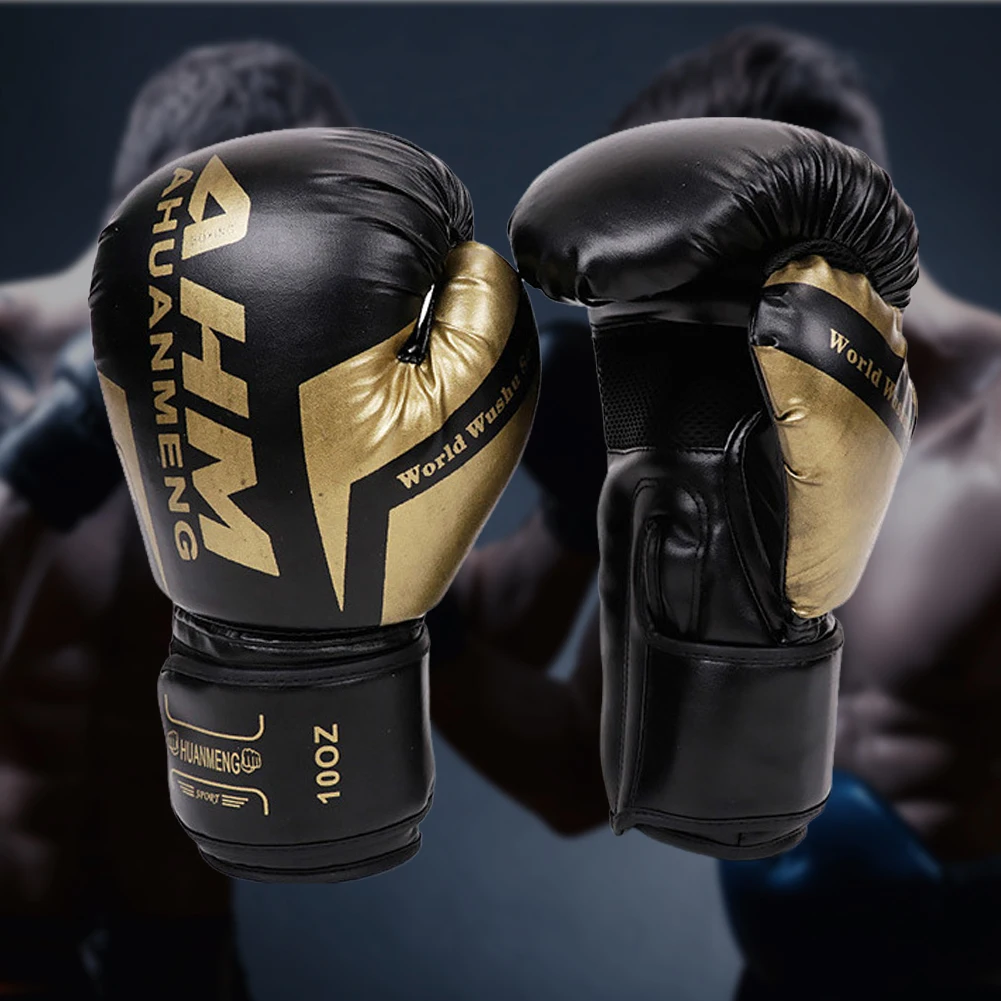 Muay Thai Competition Gloves PU Leather Sponge Professional Boxing Gloves Training Mitts Breathable Sanda for Kids Adult