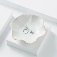 Creative and Minimalist Style Jewelry Tray Home Snack Dish Flavor Dish Ceramic Lotus Decoration Plate and Decorative Display 1