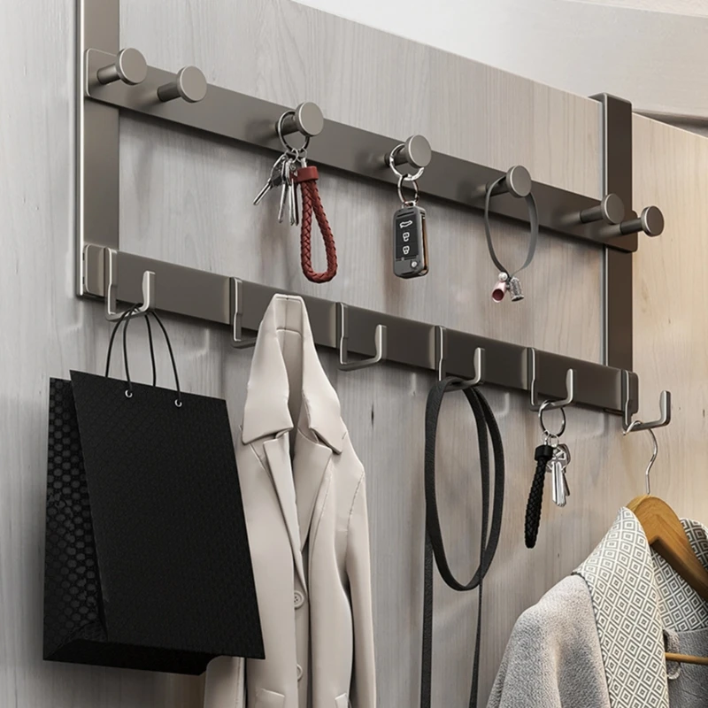 Over the Door 13 Hooks Punch-free Home Rack Clothes Coat Hat Bag Towel Hanger Keys Holder Bathroom Kitchen Decor