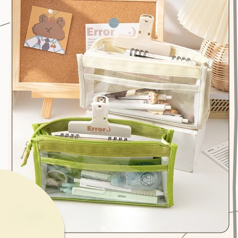 Six-Layer Transparent Storage Bag – Large-Capacity Minimalist Japanese-Style Pencil Case and Makeup Organizer with High Aesthetic Appeal Bags & Storage Items Beach bags