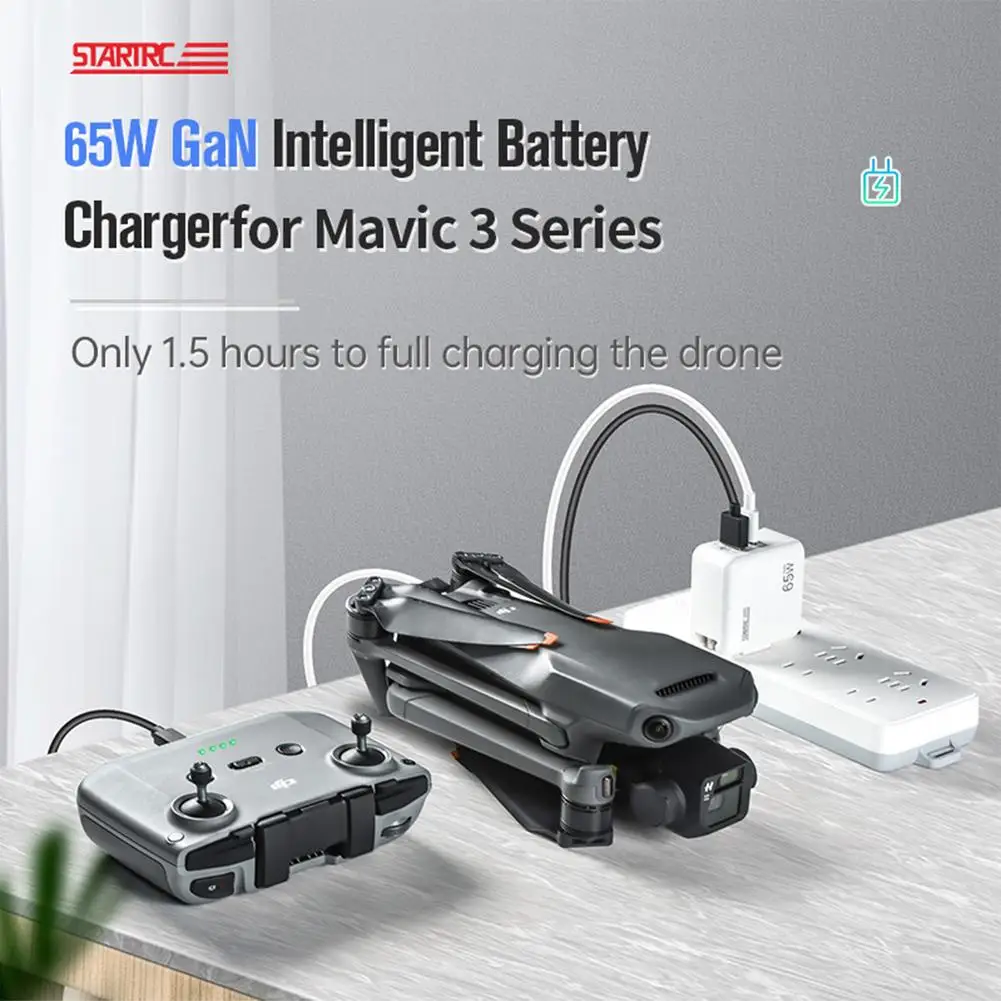 

For DJI Avata 65W Dual Port Charger for Dji Avata/ Mini 3 Pro/ Mavic 3 Accessories Fast Charge Gallium Nitride Charger QC3.0