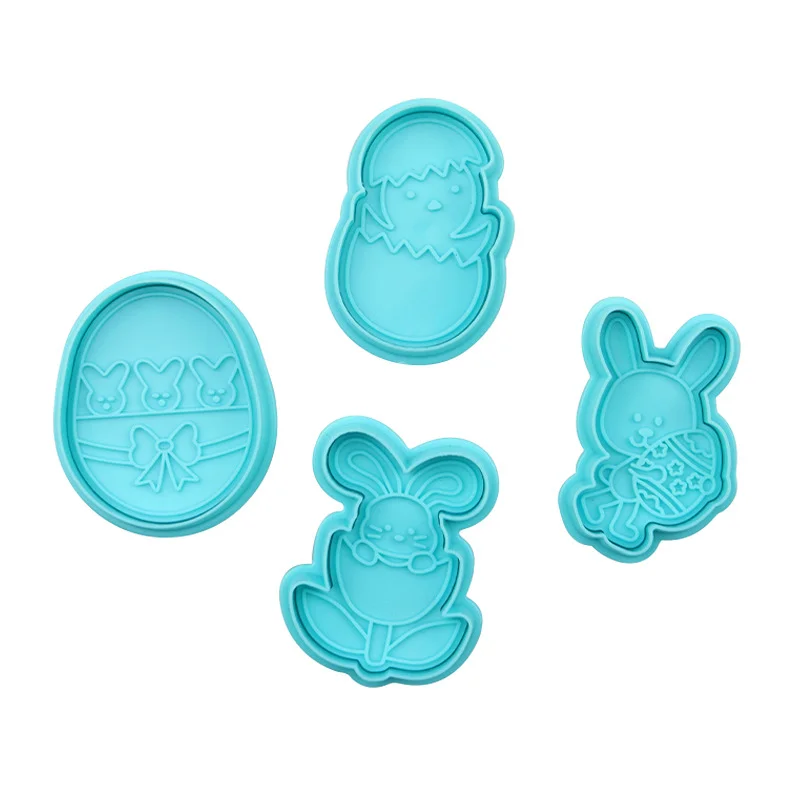 

4Pcs Easter Cookie Cutter Mold Easter Eggs Rabbit Chick Biscuit Mould For Home Easter Party Cake Decor Baking Tool
