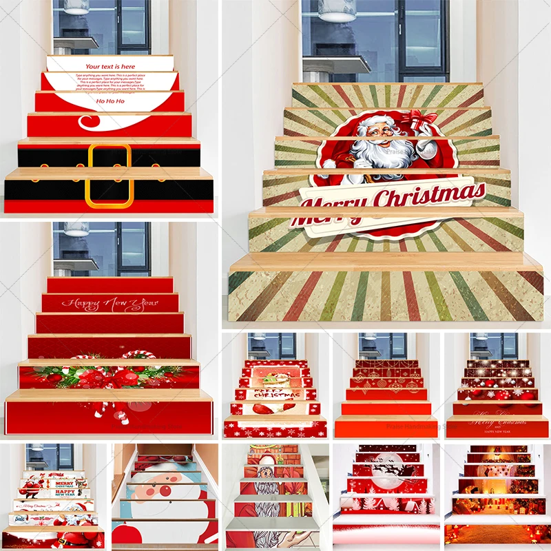 Christmas Decoration Staircase Stickers Removable Waterproof Stickers PVC Holiday Decoration Ladder Anti-slip