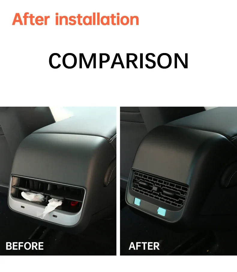 Für Tesla Modell 3 Y 2020-2023 Hinten Air Vent Outlet Abdeckung Zurück Auspuff Vent Schutzhülle Volle Abdeckung All Inclusive Anti Kick Auto Zubehör – Detail 3
