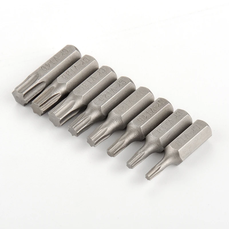 Torx Screwdriver Bit Set 8pcs 1/4 Inch Hex Shank 25mm Electric Screw Driver Bits T8 T10 T15 T20 T25 T30 T35 T40 Star Bits
