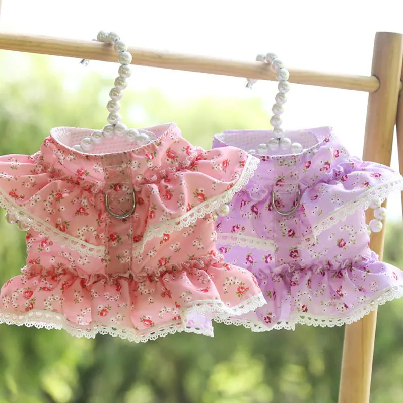 Pet Harness Leash Set Daisy Floral For Small Dogs Cats