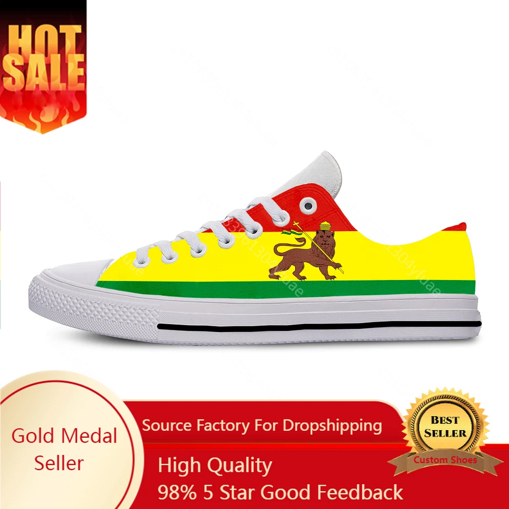 

Hot Ethiopia Flag Lion of Judah Reggae Rasta Classic Casual Shoes Lightweight Women Men Breathable Sneakers Low Top Board Shoes