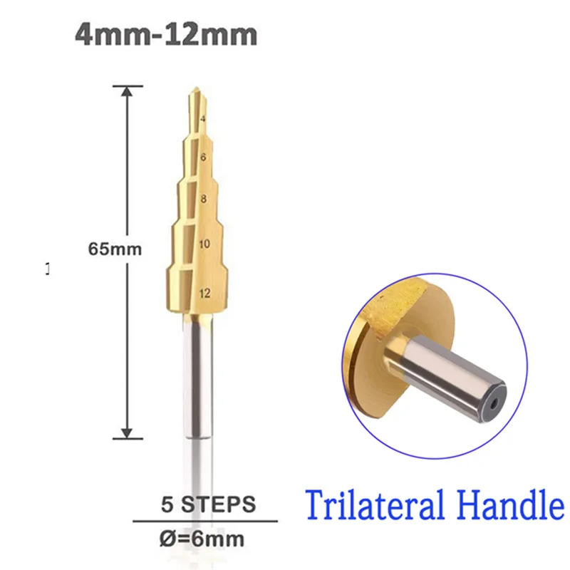 COMOWARE Broca escalonada de cobalto con vástago hexagonal con dos flautas  en espiral, 10 tamaños de paso (1/4 a 1-3/8 pulgadas), ideal para metal