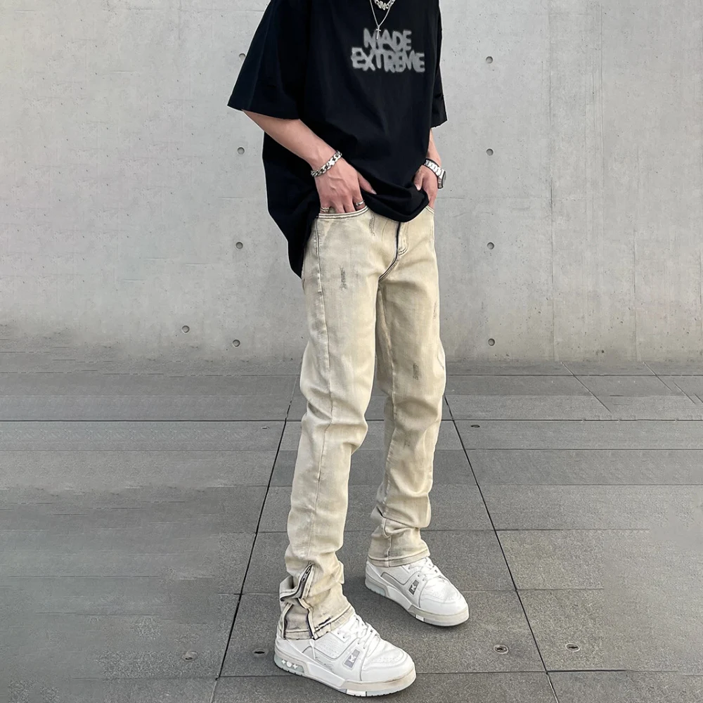

Skinny Jeans Mens Y2k Summer Fit Vaqueros Pantalones Hombre Streetwear Fashion Vintage Slim Trousers Autumn Ripped Denim Pants