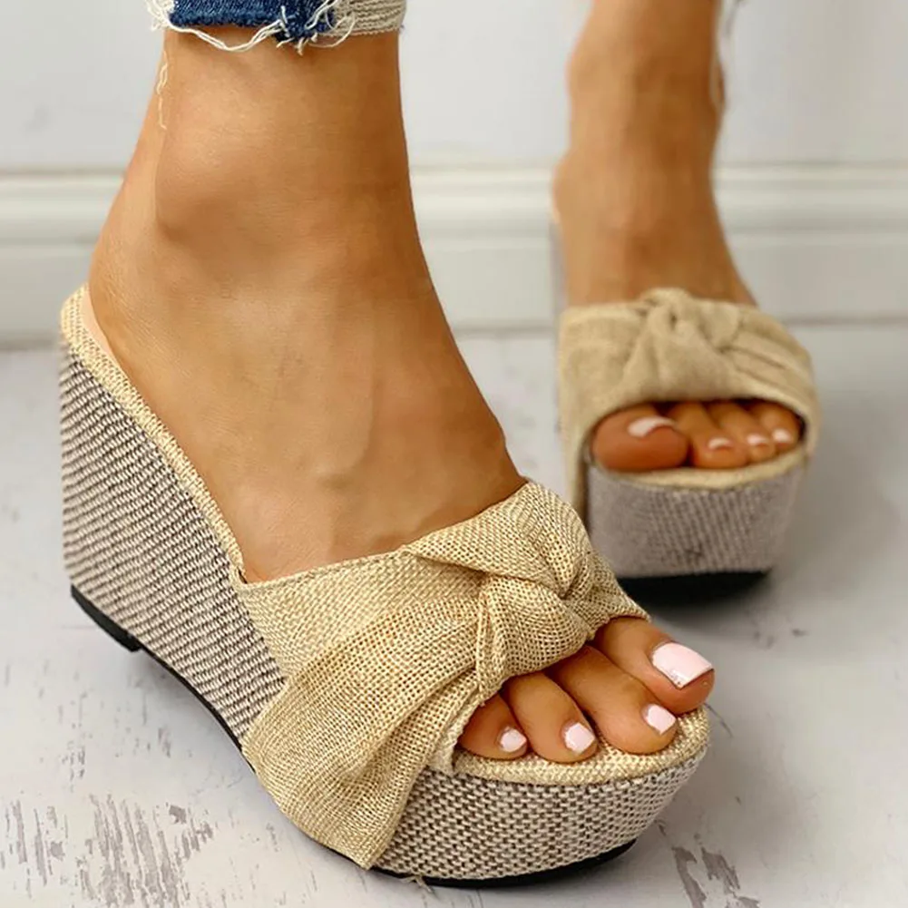Free Gift Feet Chain Slip On Leisure Platform Summer Sandals Wedges High Heels Women Shoes for Women Sandals