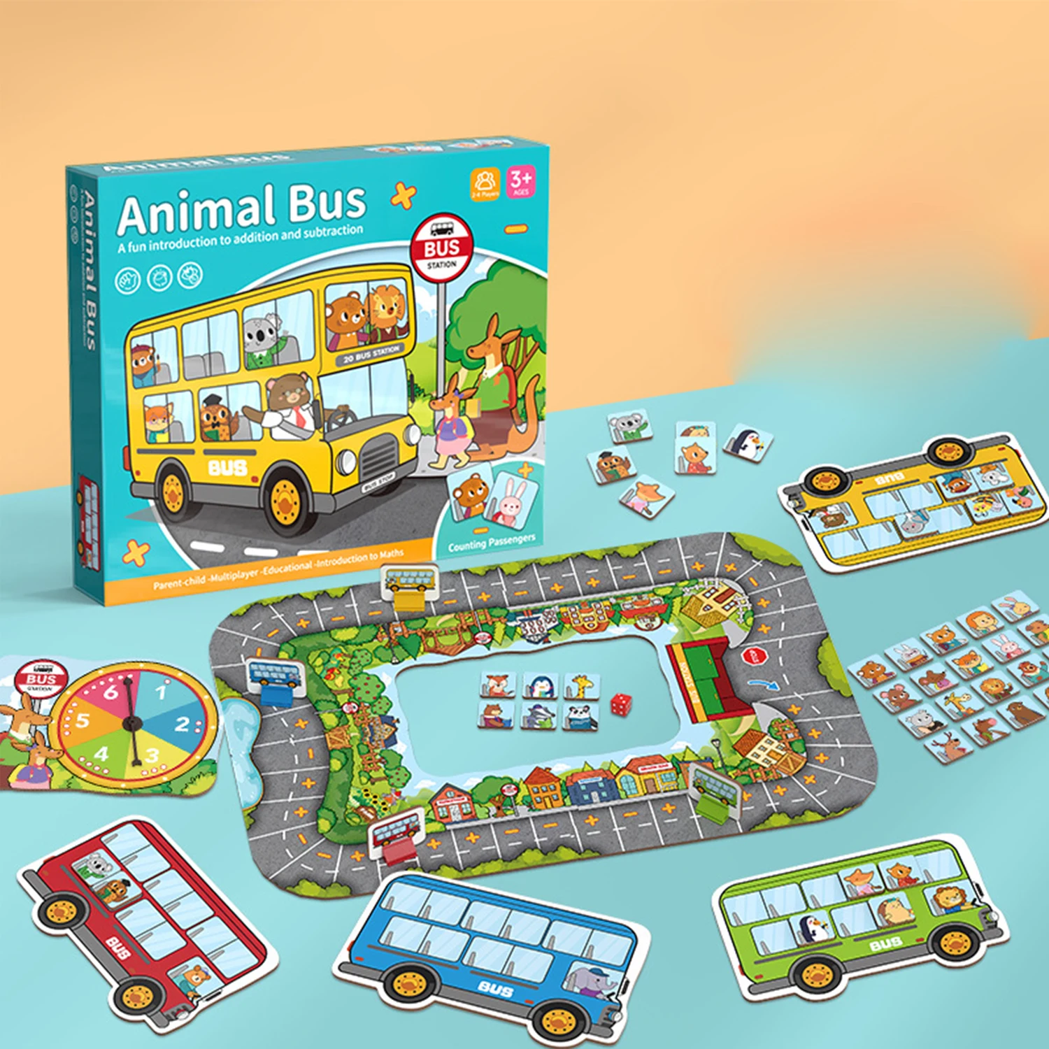 Animal bus platform Parent-child Interactive Fun Addition and Subtraction Tabletop Children's Puzzle Game Toys