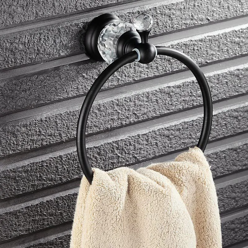 Luxury Crystal Towel Holder Chrome Towel Ring Round Wall Mounted Rack Bar Holder Classic Bathroom Accessories bathroom towel ring bathroom towel holder