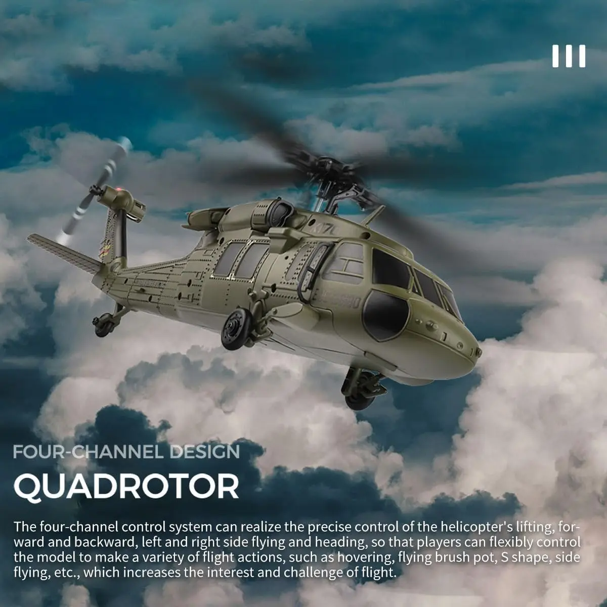 WLtoys K170 RC 헬리콥터 (자이로 탑재) UH-60L 2.4Ghz 4채널 6축 자이로스코프 RC 비행기 브러시리스 모터 LED 조명 포함 어린이용 RC 장난감