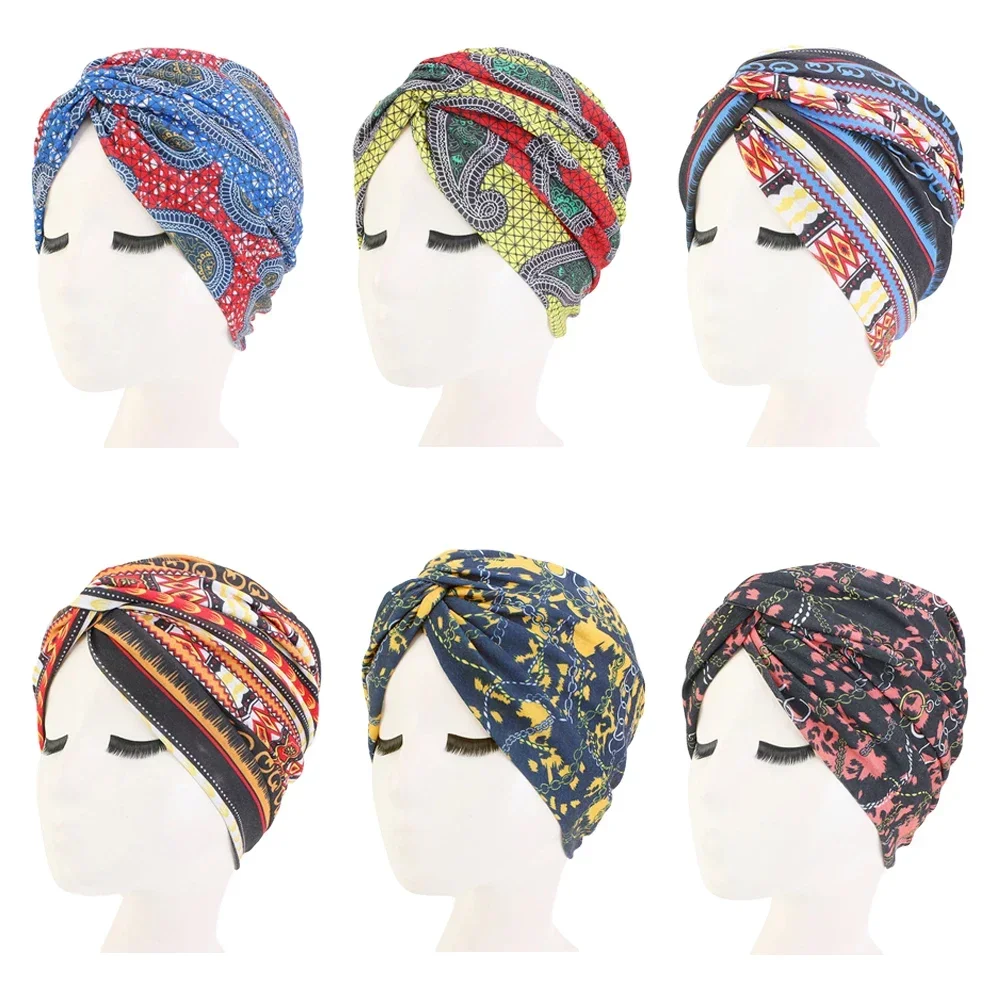 Muslim Women Twist Knot Chemo Cap Cancer Hat Turban Hat Bonnet Head Scarf Wrap Indian Hat Beanies Skullies 2024 Arab Islamic Cap 5