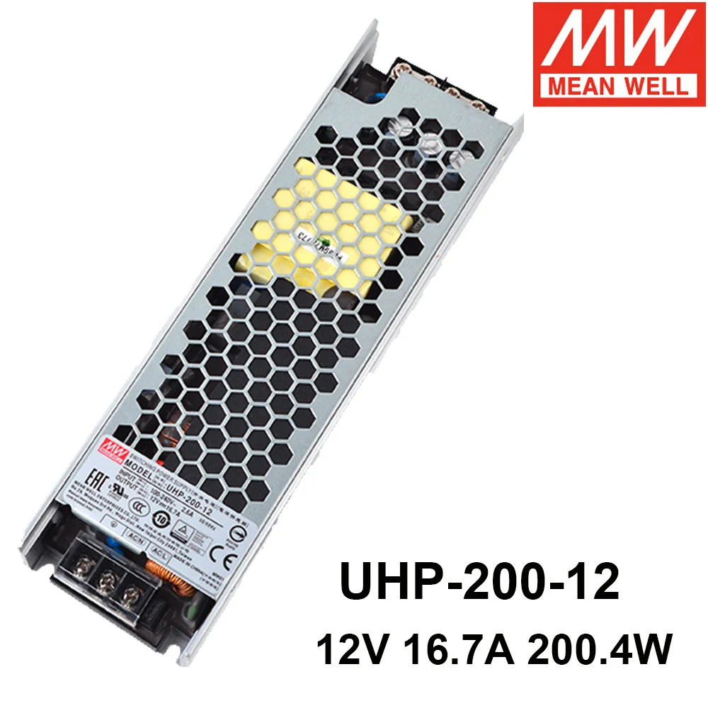 

Original Mean Well UHP-200-12 110/220V AC TO DC 12V 16.7A 200W Single Output Switching Power Supply Meanwell Slim PFC Driver