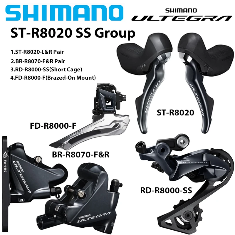 Shimano Ultegra ST-R8020 11s シフター 左右セット Shimano Ultegra ST-R8020 Shifters and Disc Brake Calipers