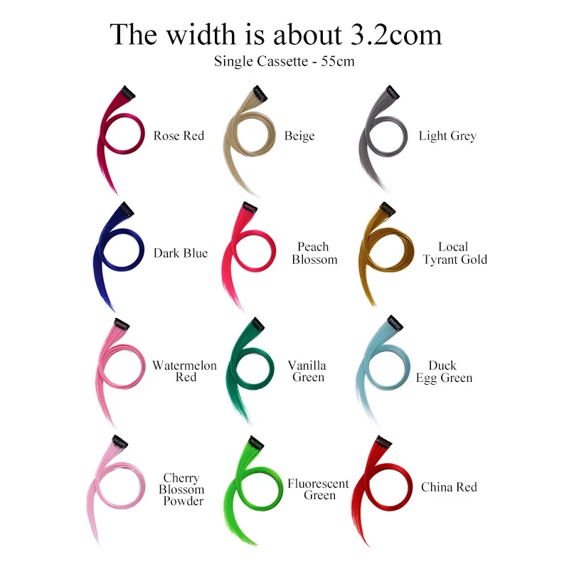 Description Picture 6 of item1PCS 45cm/Pc 15Colors Fake Hair Extensions with Invisible Black Hair Clips Heat Resistant Straight For Women Styling Tool