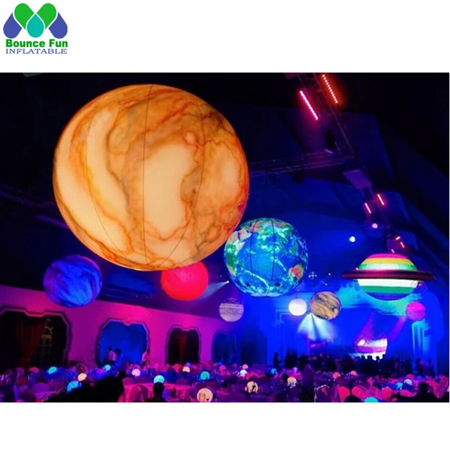 2024 Giant Inflatable Moon Earth Balls Led Planet Balloons 9 Solar System Sun Jupiter Saturn Mars Venus For Party Decoration 4