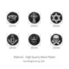 6pairs/set Black Round Stud Earrings Skull Celtic Cross Star of David Viking Wolf Tree Fighter Eye of Horus Unisex Jewerlry QC24 3