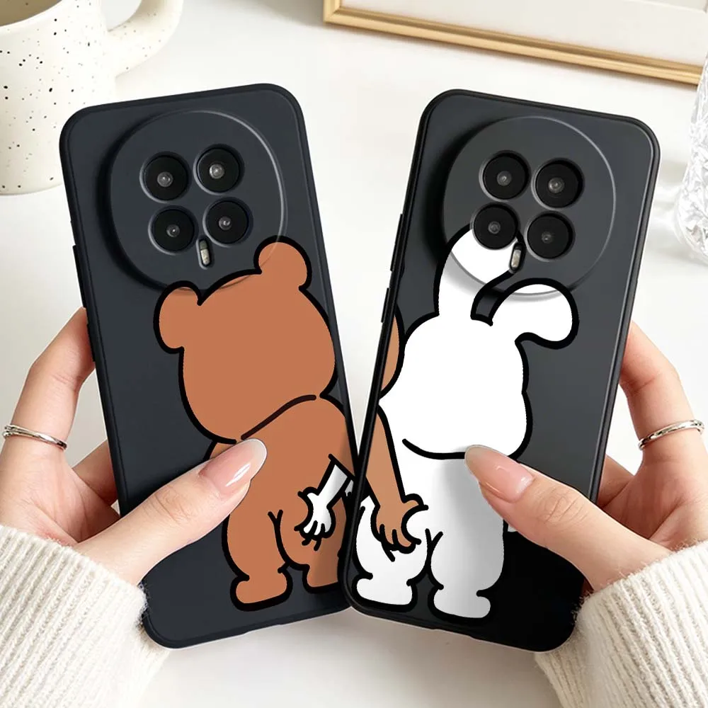 Adorable Bear and Bunny Couple Phone Case - Black