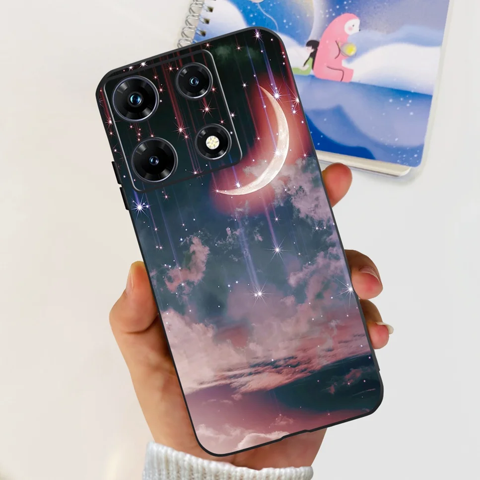 Black Silicone Cute Cat & Flower Design Soft TPU Back Cover Case