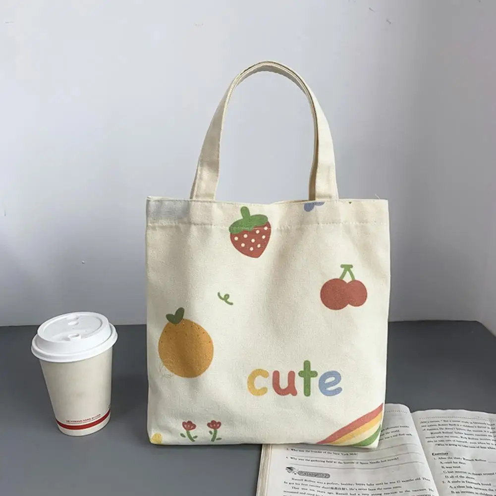 

Lady Soft Handbag Adorable Cartoon Print Handbag with Wide Strap Capacity for Sunglasses Cellphone Books Portable for Grocery