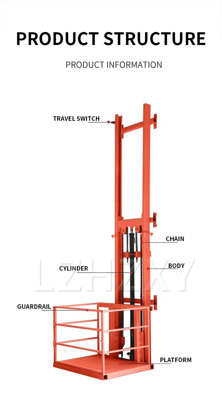 500KG/1000KG Electric lift Small electric hydraulic lift freight elevator guide