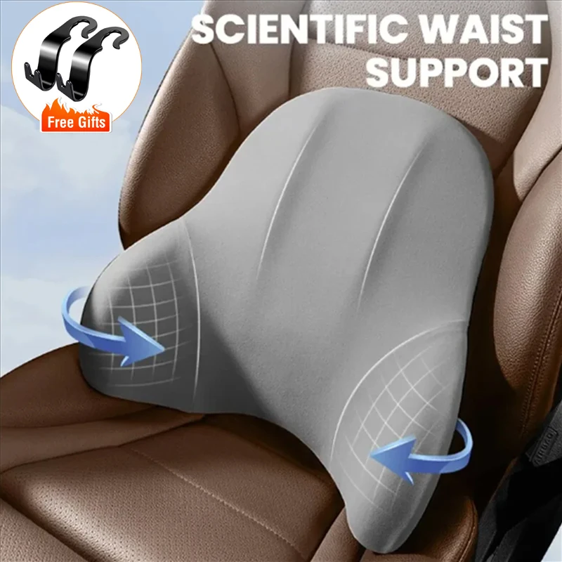 

2pcs Car Memory Foam Neck Pillow Protection Lumbar Backrest Cushion Car Headrest Head Support Waist Cushion Automotive Interior