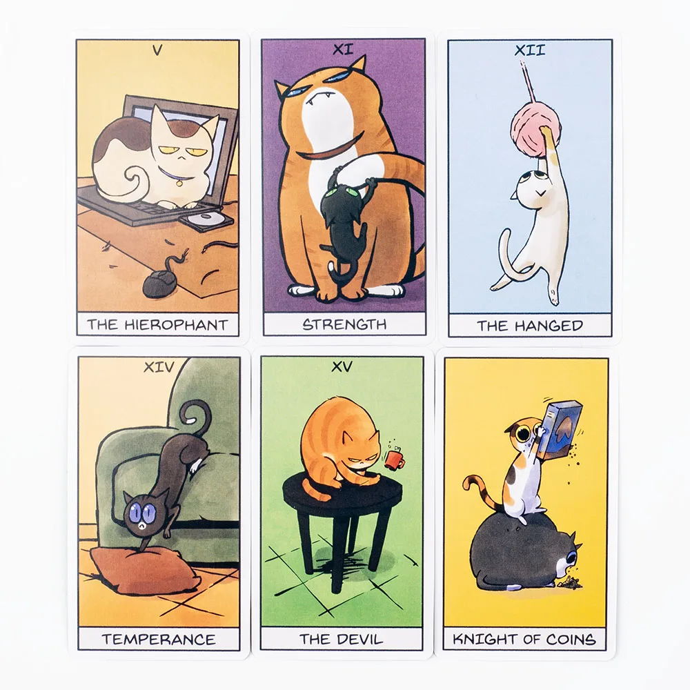 Cat Mancy Kitten Tarot Deck 78 Cards English Version Divination for Family Party Board Game for Cat Lovers