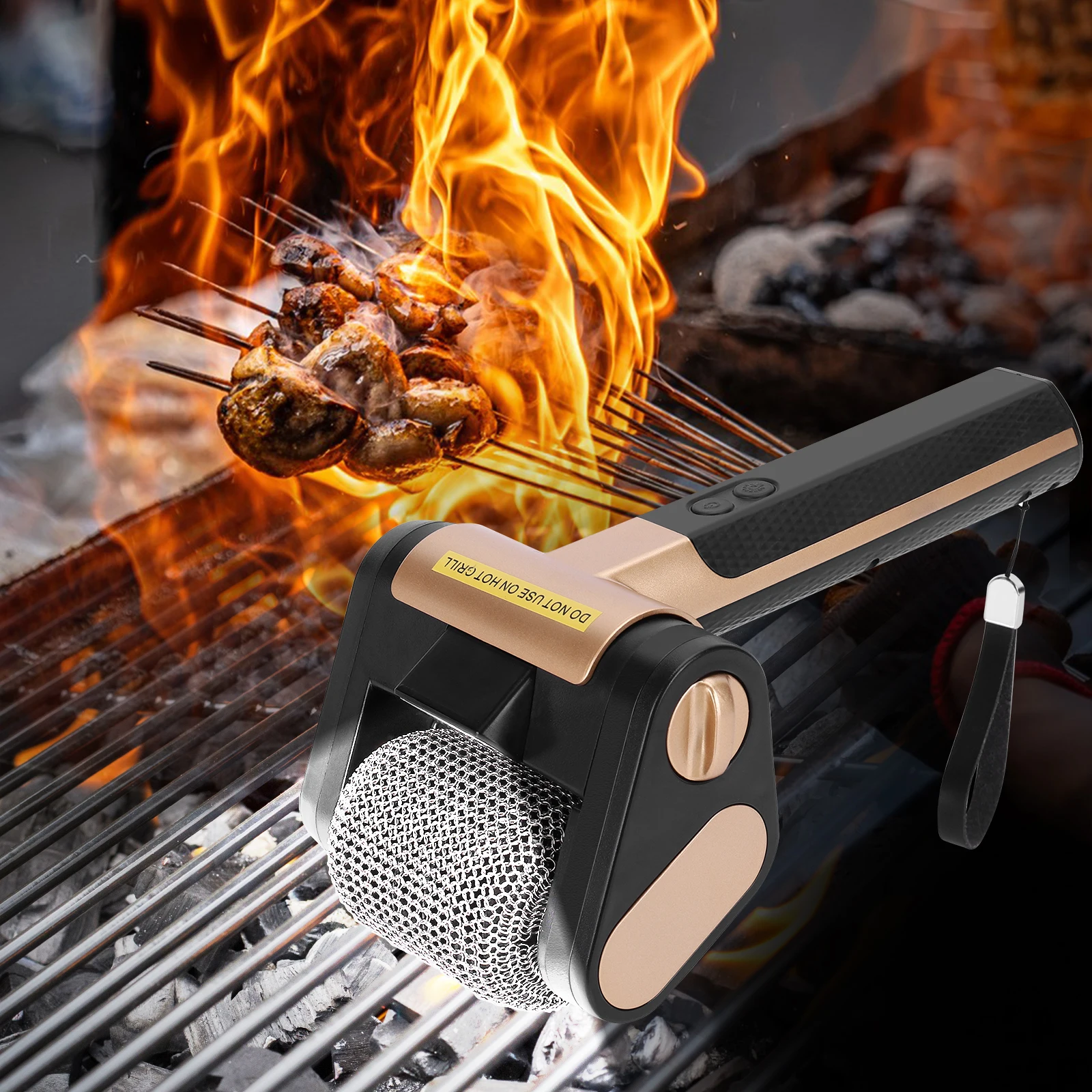 350RPM Bristle-Free Rotating Grill Brush with LED Light Brushless Electric Grill Cleaner Rechargeable for Kitchen Grill Camping