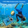 4K Underwater Camera 11FT Waterproof Camera with 64GB Card 48MP Autofocus Dual-Screen Selfie Underwater Camera for Snorkeling 3