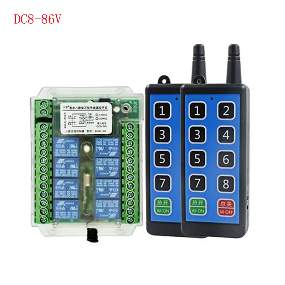 

DC8-86V/AC110-275V 8 Channel Wireless RF Remote Control Switch Remote Control Wireless Remote Aerator Pump Lamps Motor Switch