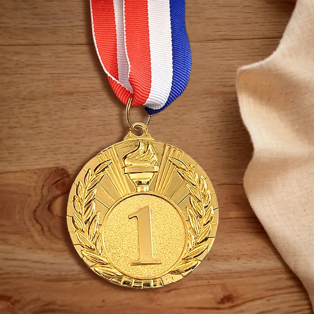 5cm Gold/Silver/Bronze Medal Award Medals with Neck Ribbon Metal Winner Medals Competition for Marathon Ball Games