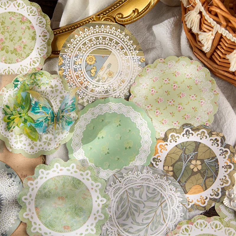 6 Sheet Vintage lace material paper Scrapbooking Creativity Decorative Adhesive Diy Diary Album Scrapbooking material