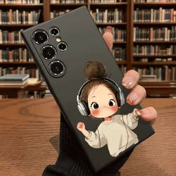 Chic Dancing Headphones Design Slim Shockproof TPU Case - Galaxy S23+ (Black DQMYZMAZL)