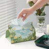 Oil Painting Tissue Storage Box PU Leather Napkin Holder Home Living Toilet Paper Case Creative Kitchen Tissue Organizer Boxes 1