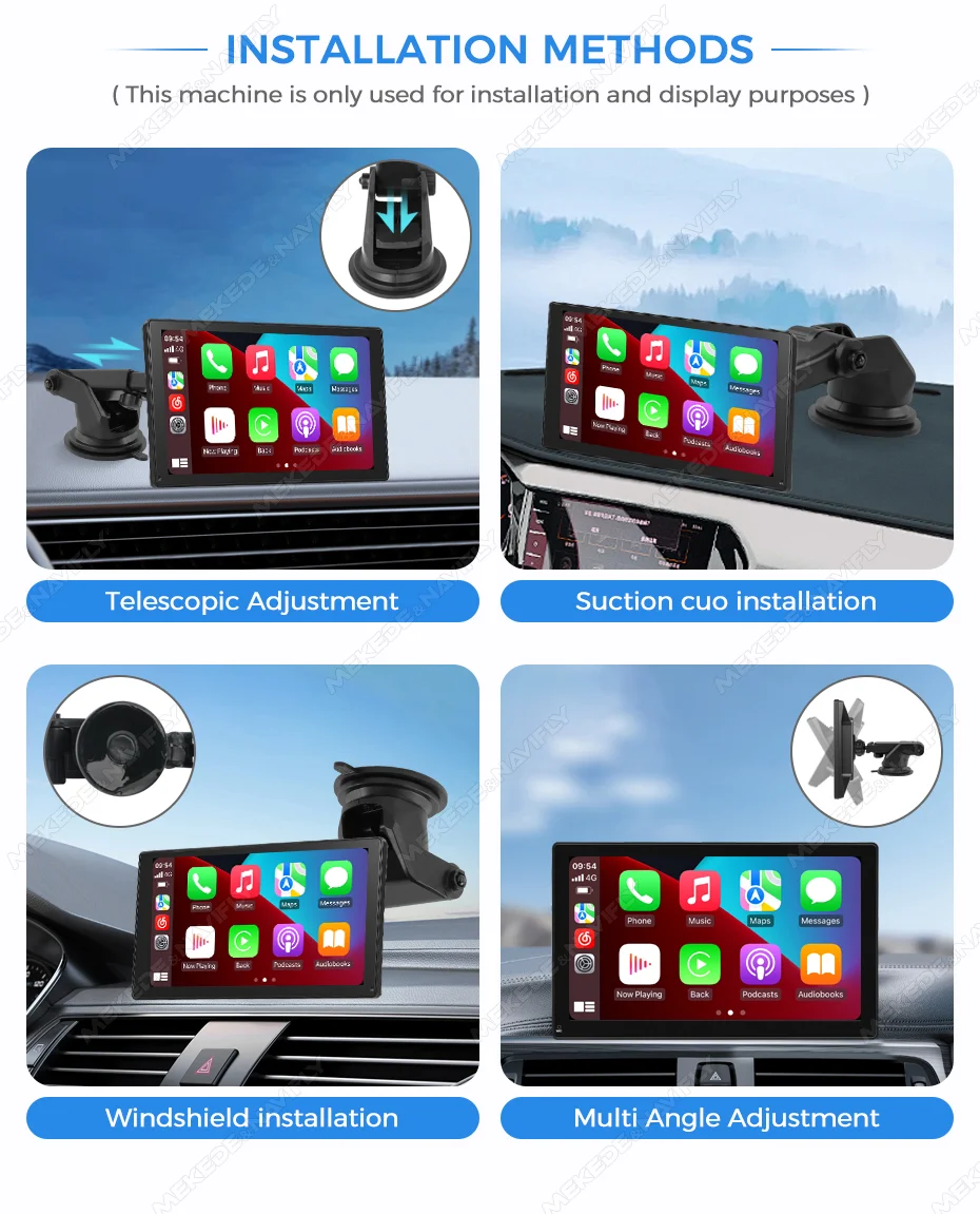 Unterstützt 6,86/7/9/10,26 Zoll Bildschirme, universeller Erweiterungshalter für MP5-Autoradio, Stereo, Carplay, Multimedia-Player, kompatibel mit – Detail 8