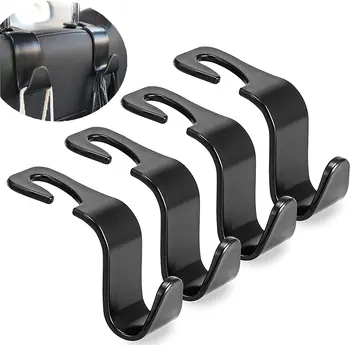 Confezione da 4 ganci per borse Clip per auto Supporto per organizer per poggiatesta del sedile anteriore Ganci di fissaggio automatico Accessori interni per riporre l'auto 1