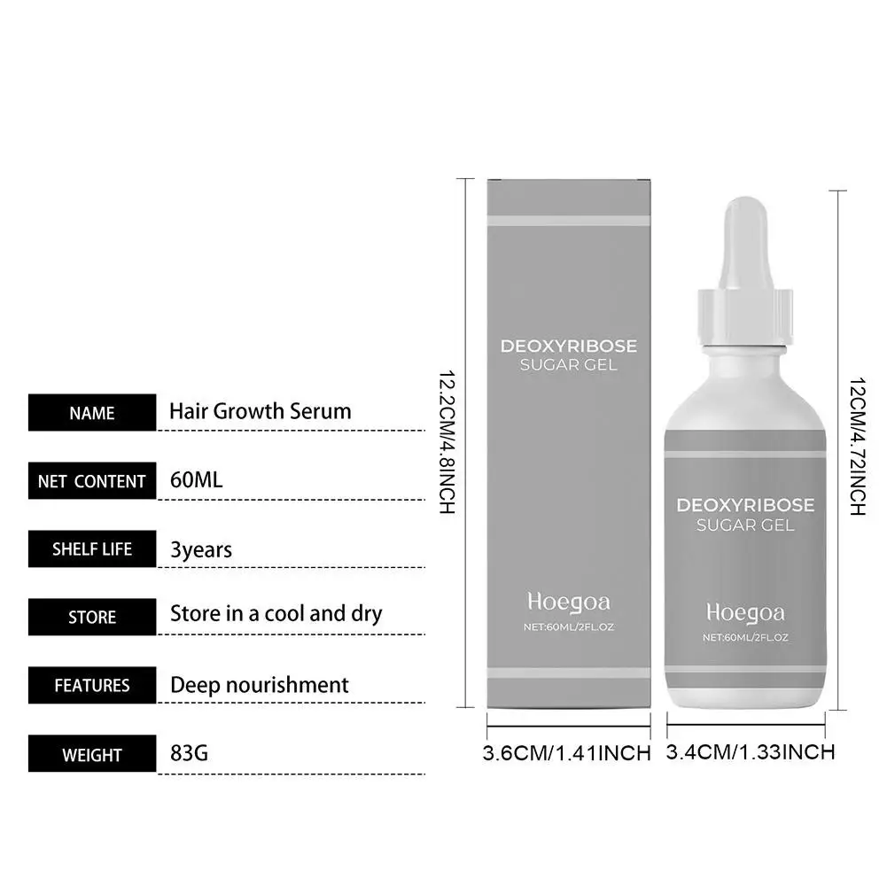 Hair Growth Oil 60ml Hair Thickening Gel upgraded Deoxyribose Gel for Growth Revitalize safe for woman and man