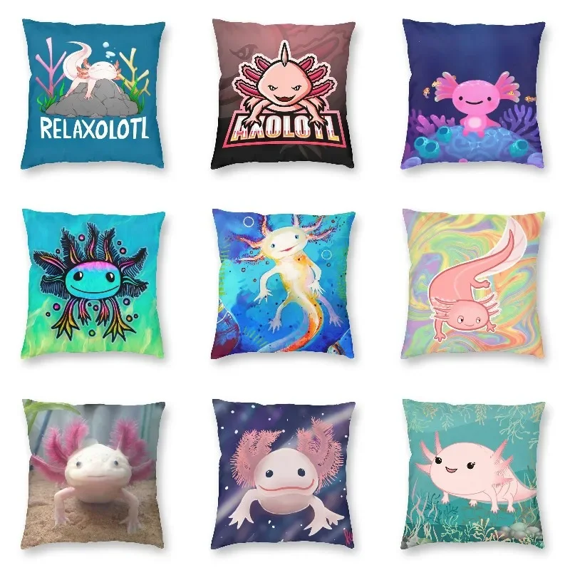 

Relaxolotl Cute Relaxing Axolotl Cushion Cover Salamander Animal Throw Pillow Case for Living Room Pillowcase Home Decoration