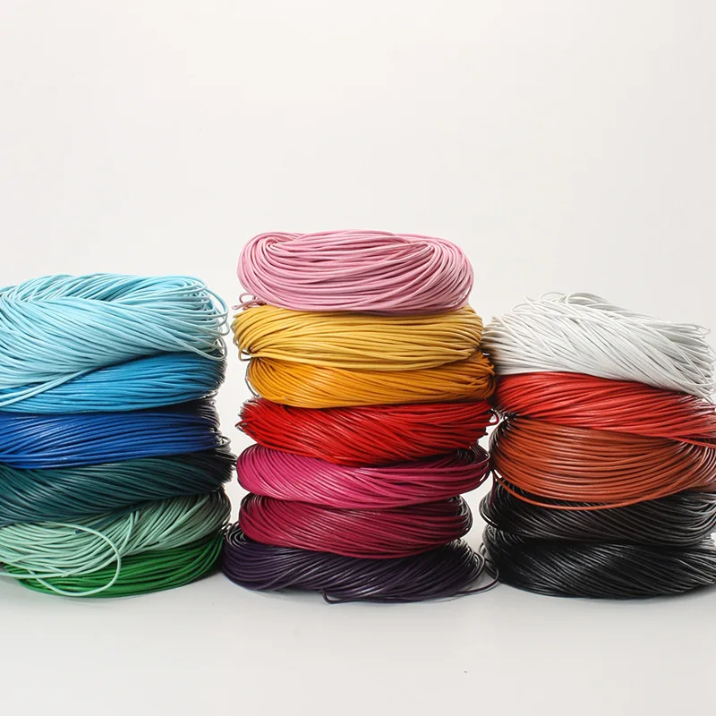 Description Picture 3 of item2mmx5m Colorful 100% Genuine Cow Leather Round Thong Cord Leather Cord String Rope for Handmade DIY Leathercraft Accessories